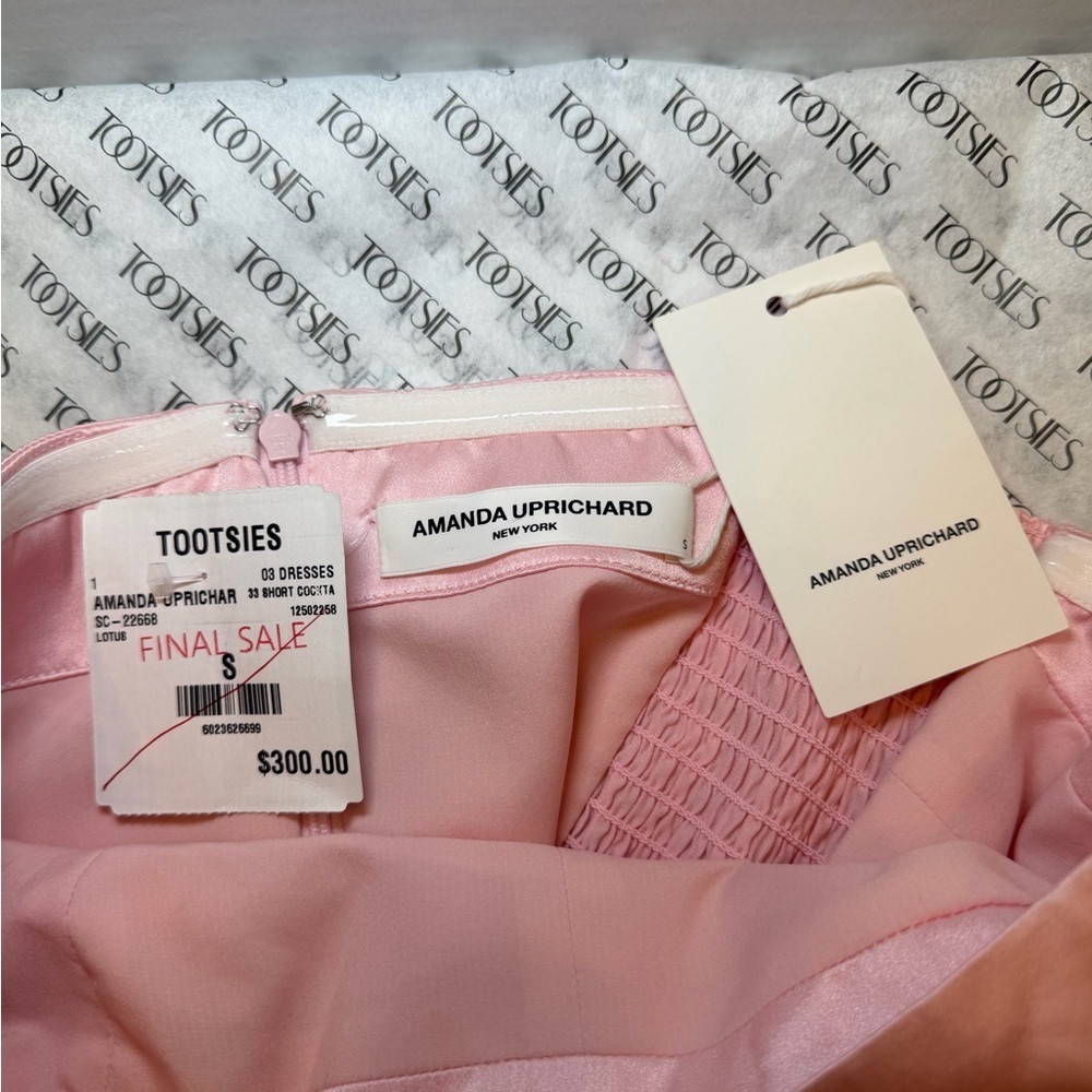 NWT - Amanda Uprichard Silk Strapless Minidress Color Lotus Or Pink. Size S - Picture 7 of 8